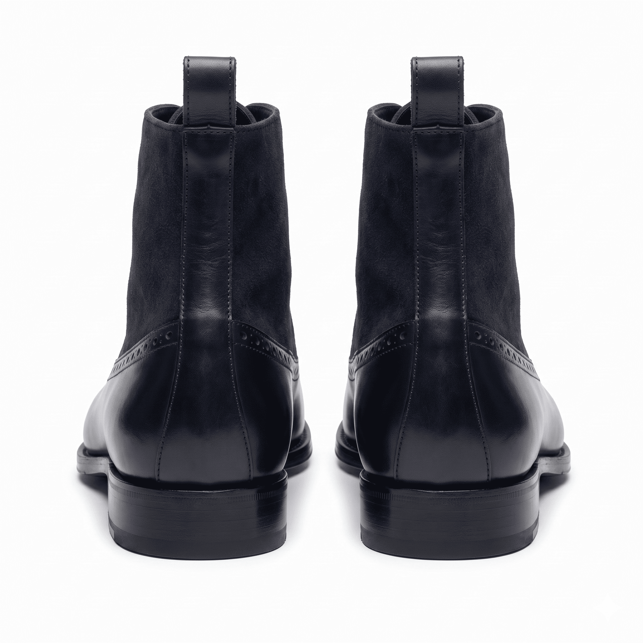 Rear view of Midnight Navy Leather Brogue Boots