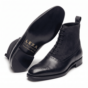 Sole view of Midnight Navy Leather Brogue Boots for men