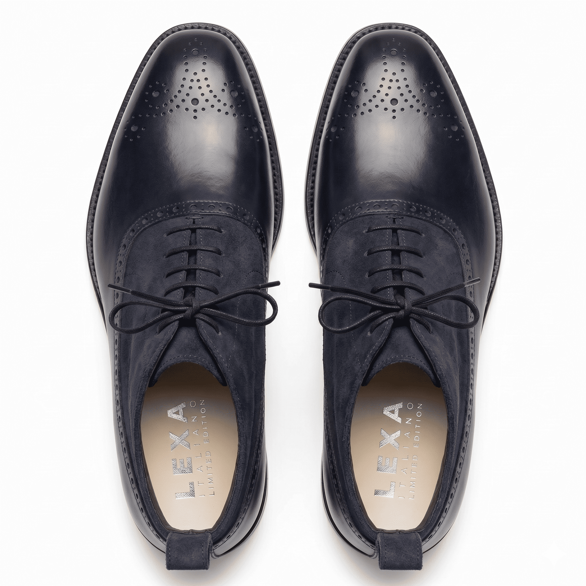 Top view of Midnight Navy Leather Brogue Boots for men