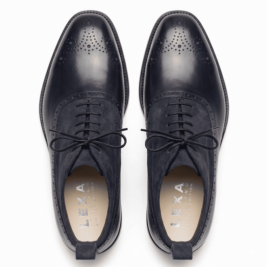 Top view of Midnight Navy Leather Brogue Boots for men