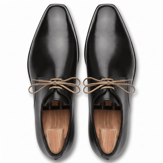 Black Handcrafted Leather Derby Shoes