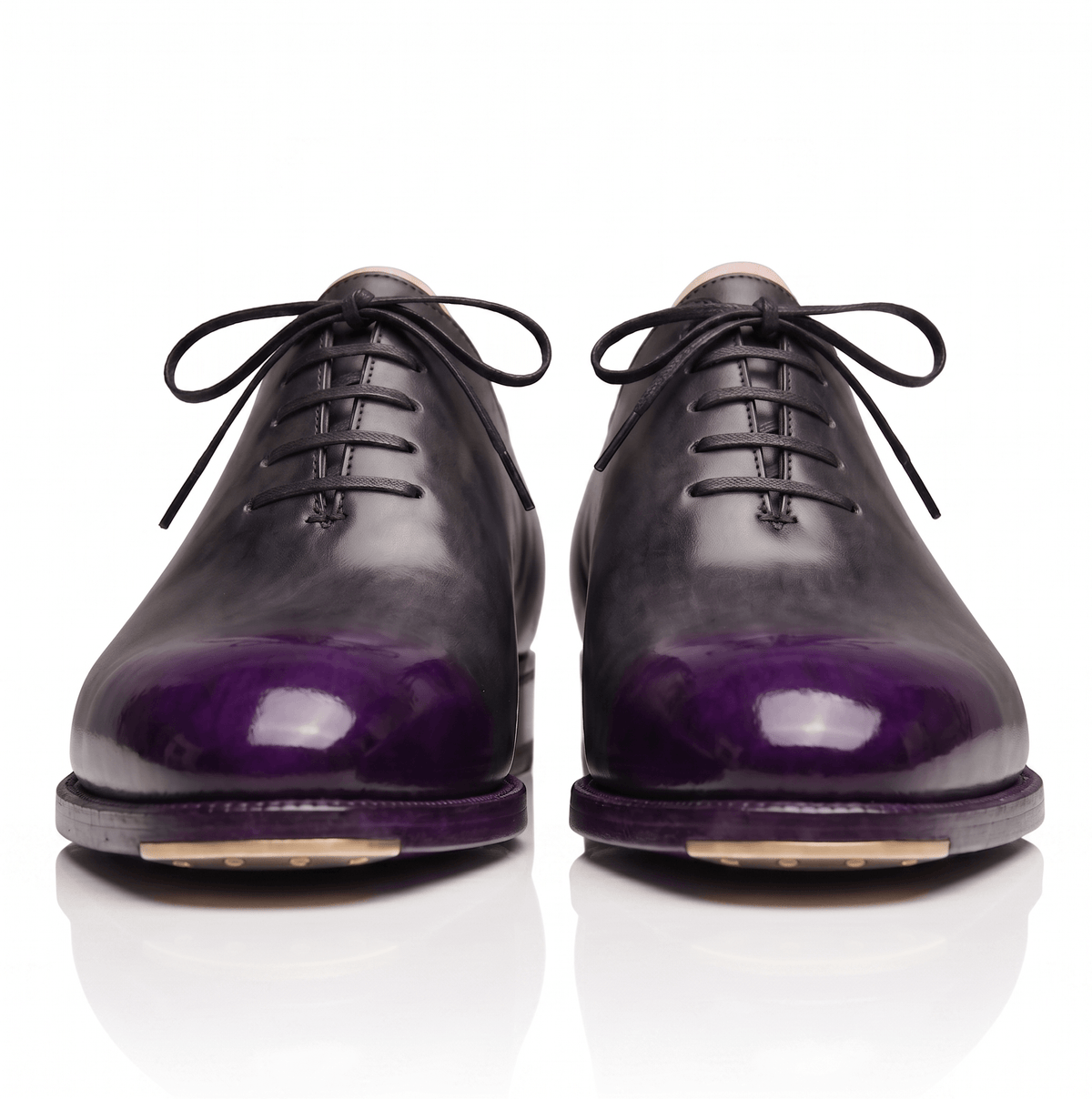 Front view of purple patina Oxford formal shoes for men