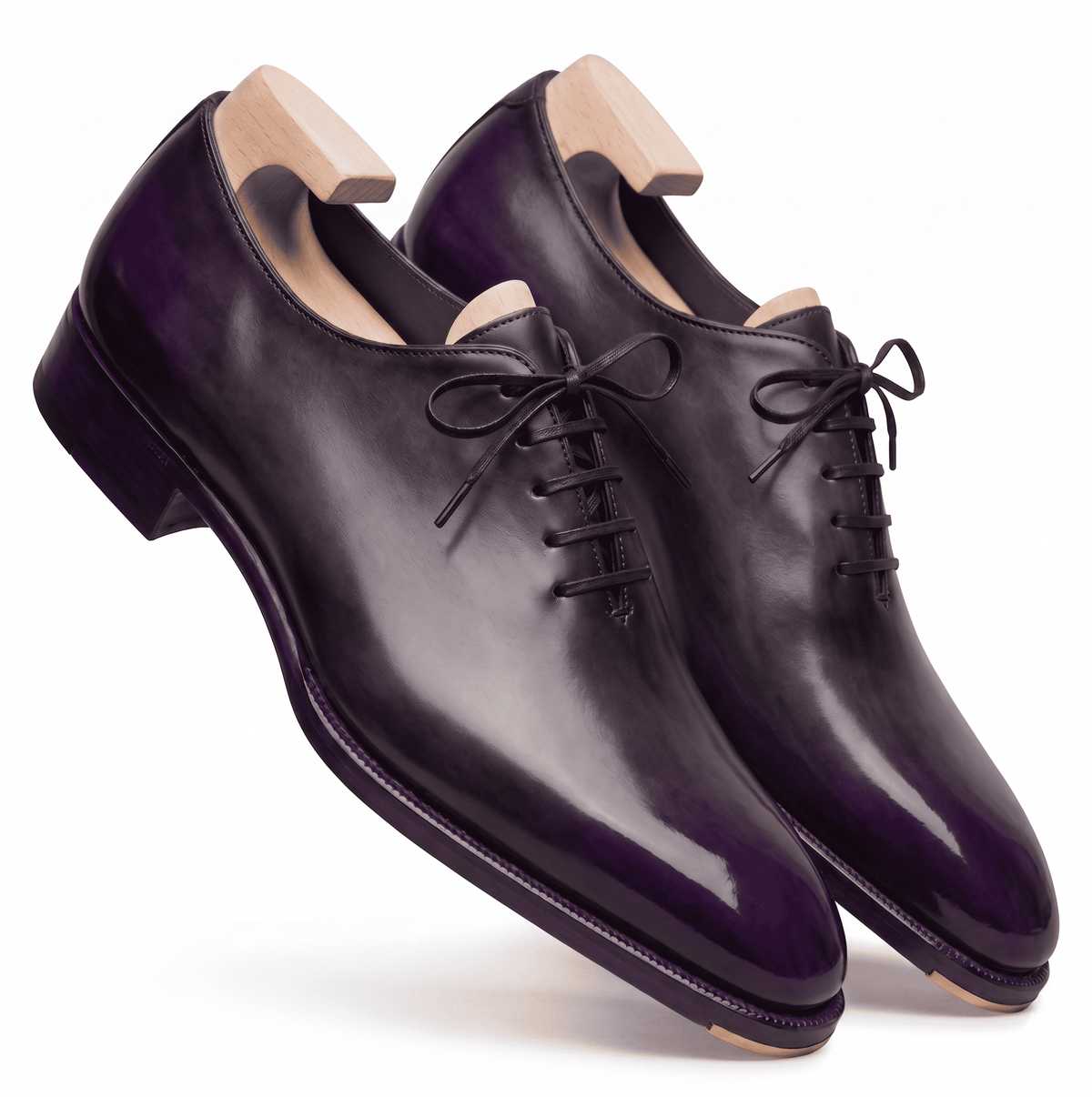 Purple patina Oxford formal shoes side profile