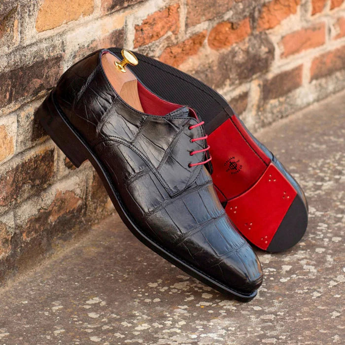 Black Alligator Derby Shoes